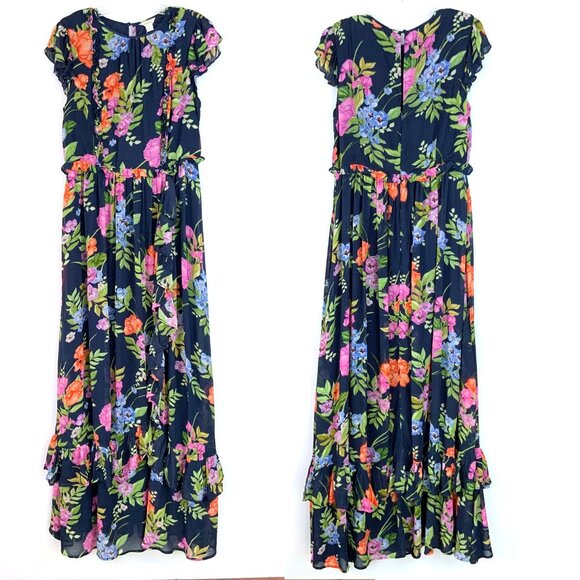 New Monsoon UK Silvia Floral Print Maxi Dress Navy Sz 14 - Picture 15 of 16